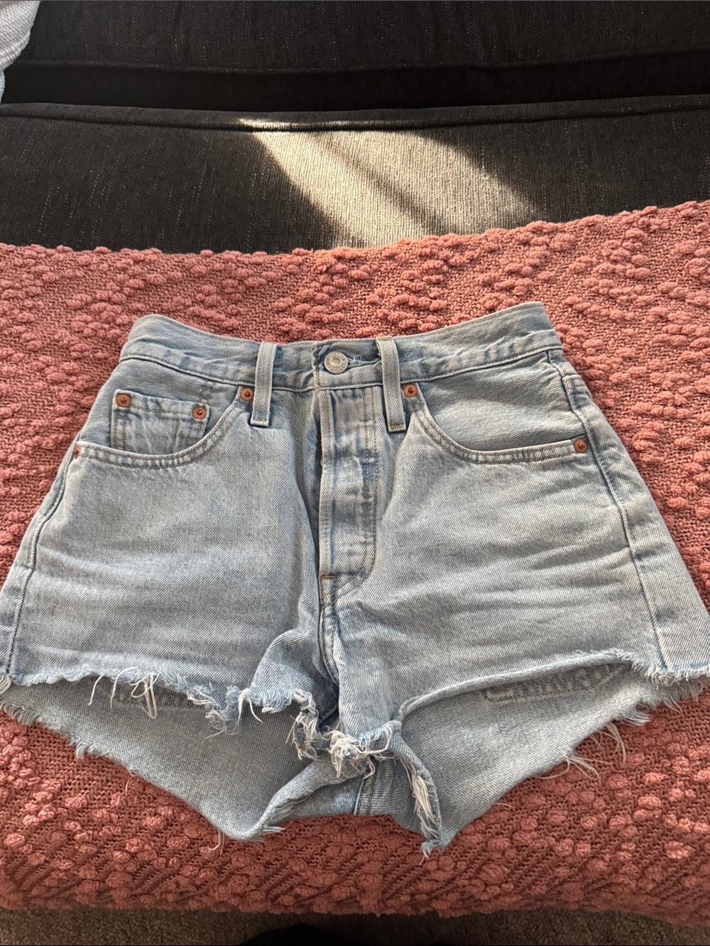 Levi’s 501 light blue denim shorts